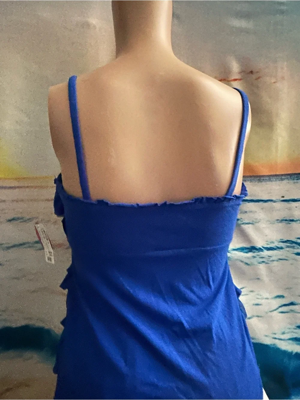 Justice Girls Royal Blue Ruffle Sequin Spaghetti Strap Tank SZ 16 NWT